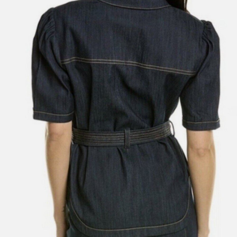 CINQ A SEPT LUELLA JACKET IN BLUE DENIM W/STITCHING SIZE 4 - Picture 2 of 6